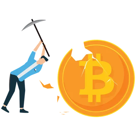 Quebrando o Bitcoin – Criptomoeda sob ataque  Ilustração