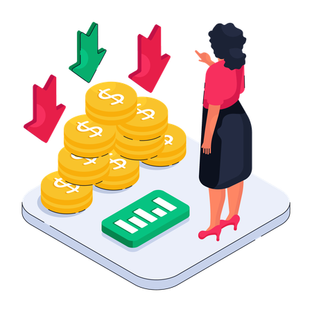 Queda financeira  Ilustração