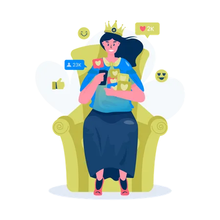 Get Popularity Become Queen Of Social Media Illustration イラスト