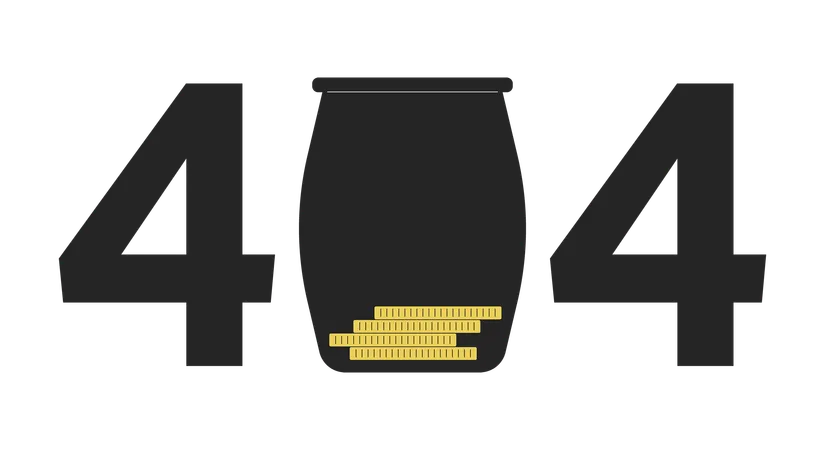 Quelques pièces d'or dans le message flash d'erreur 404 du pot  Illustration