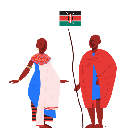 Cidadão queniano em traje nacional  Ilustração