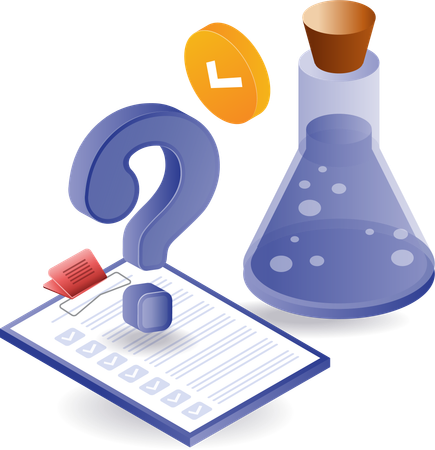 Question mark checklist laboratory experiment results  Illustration