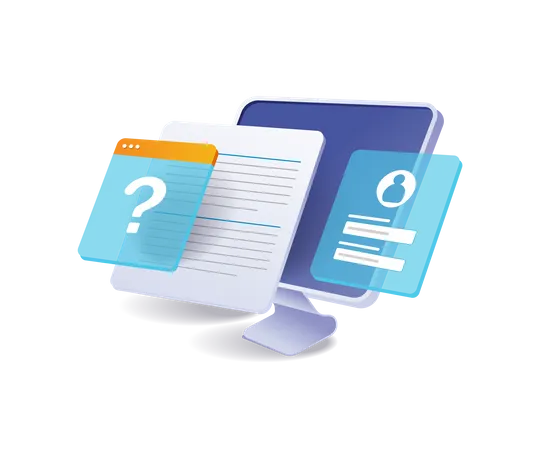 Question mark on a web application design concept  Illustration