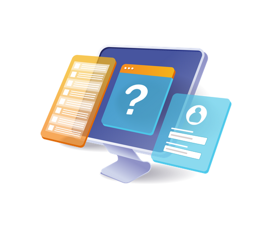 Question mark on computer monitor  일러스트레이션