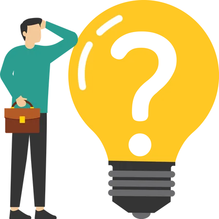 Question Mark Sign And Lightbulb Lamp Bright Solution Decision Making And Innovation Business Problem Vector Illustration Design Concept In Flat Style 일러스트레이션