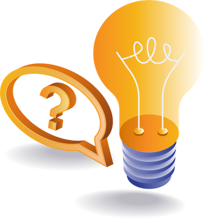 Question mark symbol with light bulb  Illustration