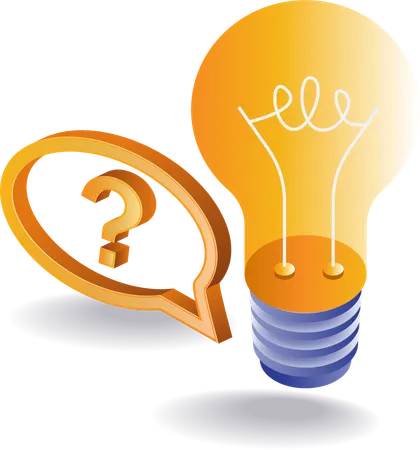 Question mark symbol with light bulb  Illustration