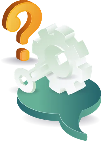 Question mark with engineering gears  Illustration