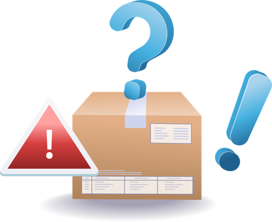 Question mark with package contents  Illustration