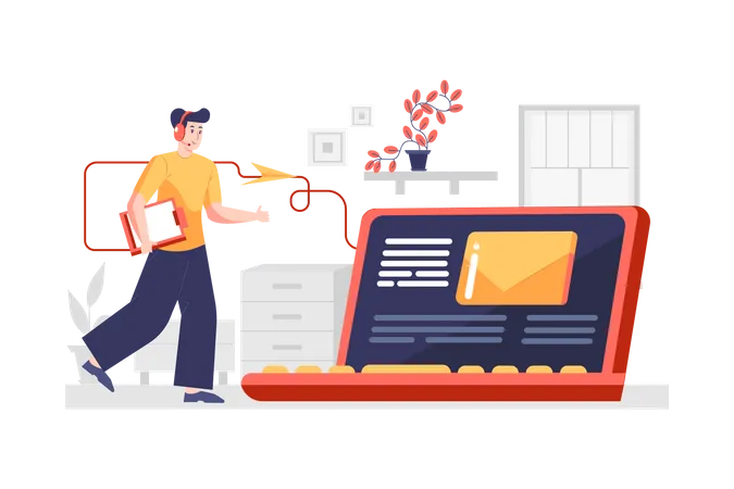 Quickly receiving message or emails from business service  Illustration