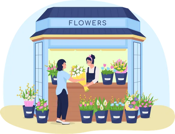 Quiosque de flores  Ilustração