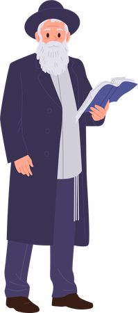 Rabbi judaist spiritual leader character wearing traditional clothes  Illustration