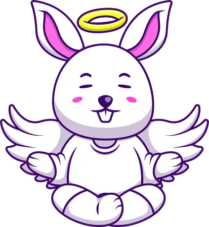 Rabbit Angel Meditating  Illustration