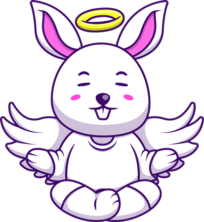 Rabbit Angel Meditating  イラスト