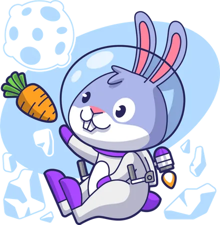 Rabbit Astronaut with carrot  Illustration