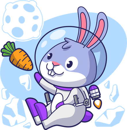 Rabbit Astronaut with carrot  Illustration