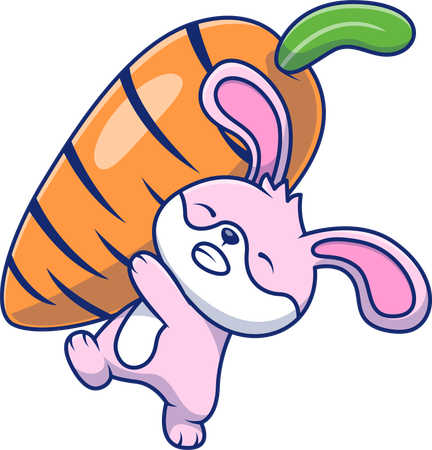 Rabbit Bring Big Carrot  Illustration