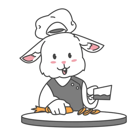 Rabbit Chopping carrots  Illustration