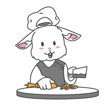 Rabbit Chopping carrots  イラスト