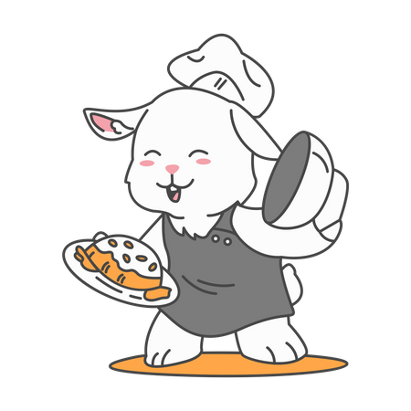 Rabbit Cooking bread  Illustration
