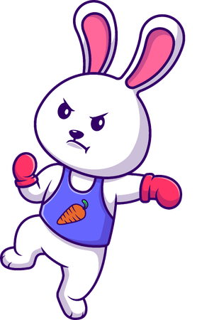 Rabbit doing Boxing  イラスト