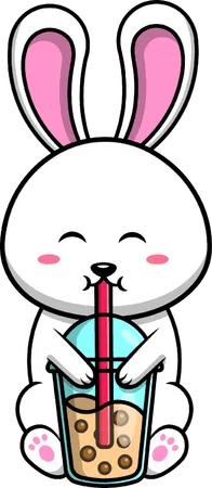 Food Water Summer Nature Easter Spring Animal Happy Milk Tea Character Ice Cute Sign Holiday Funny Bubble Fun Rabbit Pet Drink Ball Sugar Beverage Harvest Liquid Sweet Rodent Milky Straw Bunny Hare Mascot Cup Pearl Pearls Furry Adorable Boba Cheerful Cold Iced Illustration