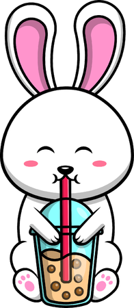 Rabbit Drink Boba Milk Tea  Illustration