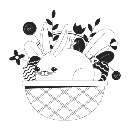 Rabbit Easter basket  Illustration