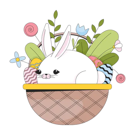 Rabbit Easter basket  Illustration