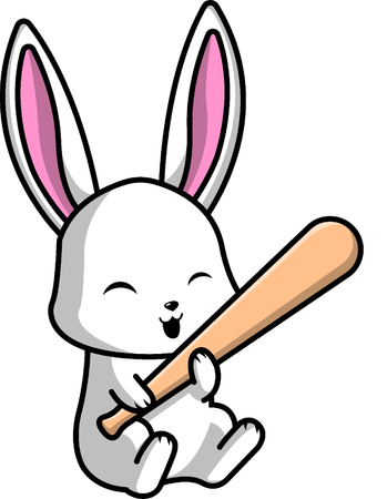 Rabbit eating carrot  イラスト