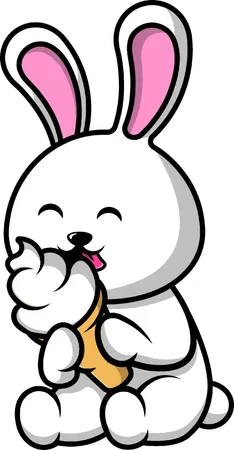 Rabbit Eating Ice Cream  Illustration