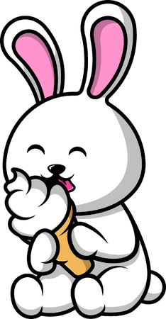Rabbit Eating Ice Cream  イラスト