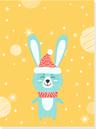 Rabbit enjoying Christmas festival  イラスト