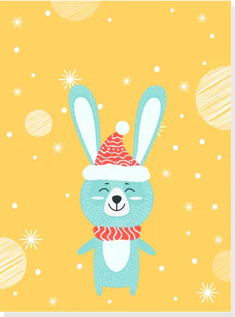 Rabbit Enjoying Christmas Festival イラスト