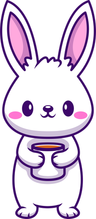 Rabbit Holding A Hot Coffee Cup  Illustration