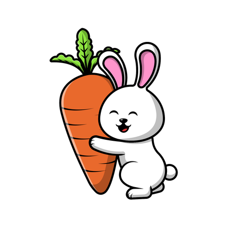 Rabbit Holding Big Carrot  Illustration
