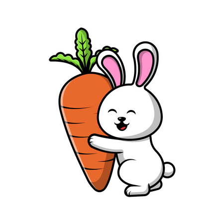 Rabbit Holding Big Carrot  イラスト