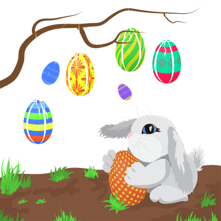 Rabbit holding easter egg  Illustration