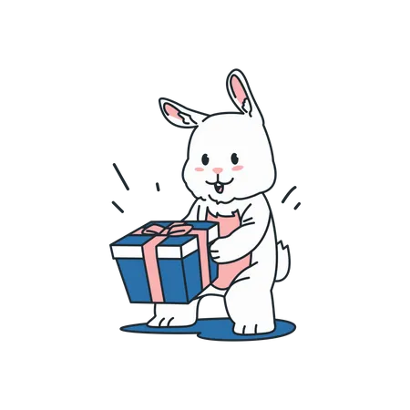Rabbit holding gift box  Illustration