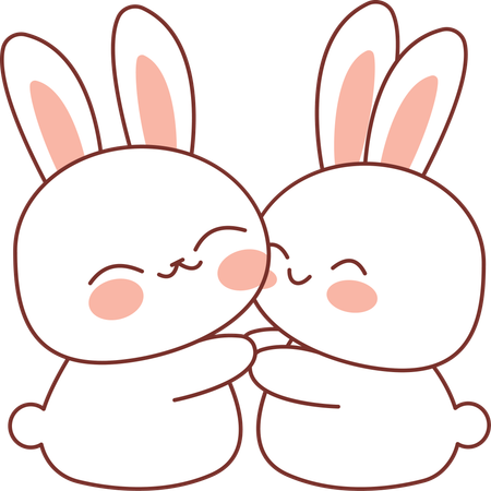 Rabbit Hugging While Smiling  Illustration