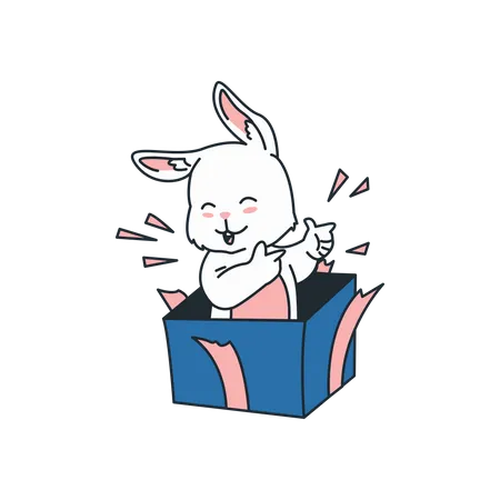 Rabbit in box  Illustration