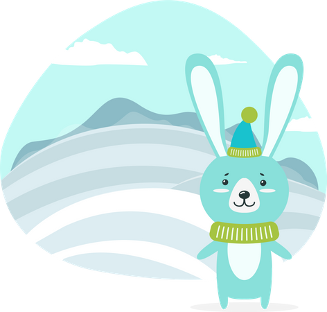 Rabbit is enjoying winter season  Illustration