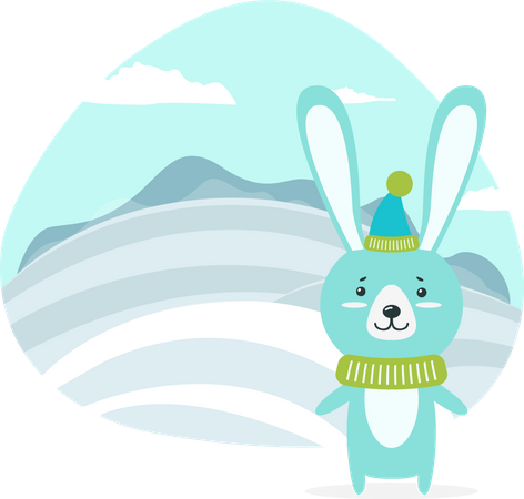 Rabbit is enjoying winter season  Illustration