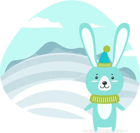 Rabbit is enjoying winter season  Illustration