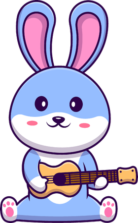 Rabbit Playing Guitar  Illustration