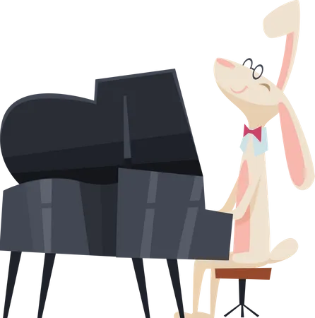 Rabbit playing piano Illustration