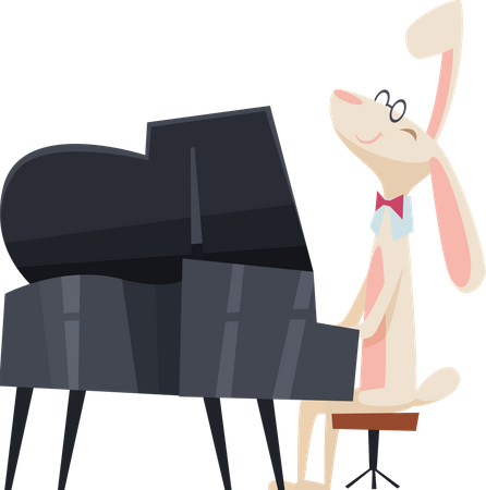 Rabbit playing piano  Illustration