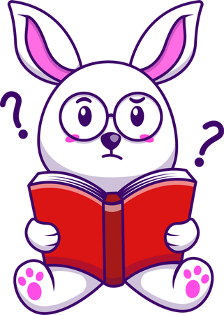 Rabbit reading Book  イラスト