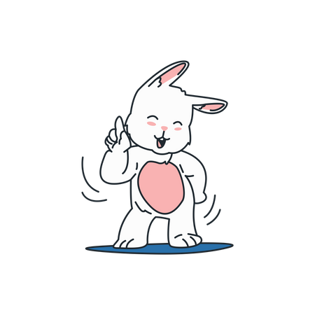 Rabbit standing and pointing up  Illustration