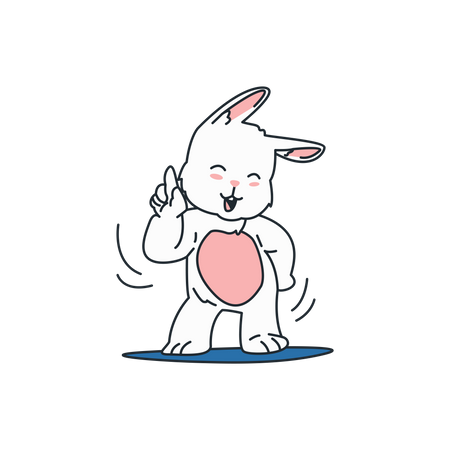 Rabbit standing and pointing up  イラスト